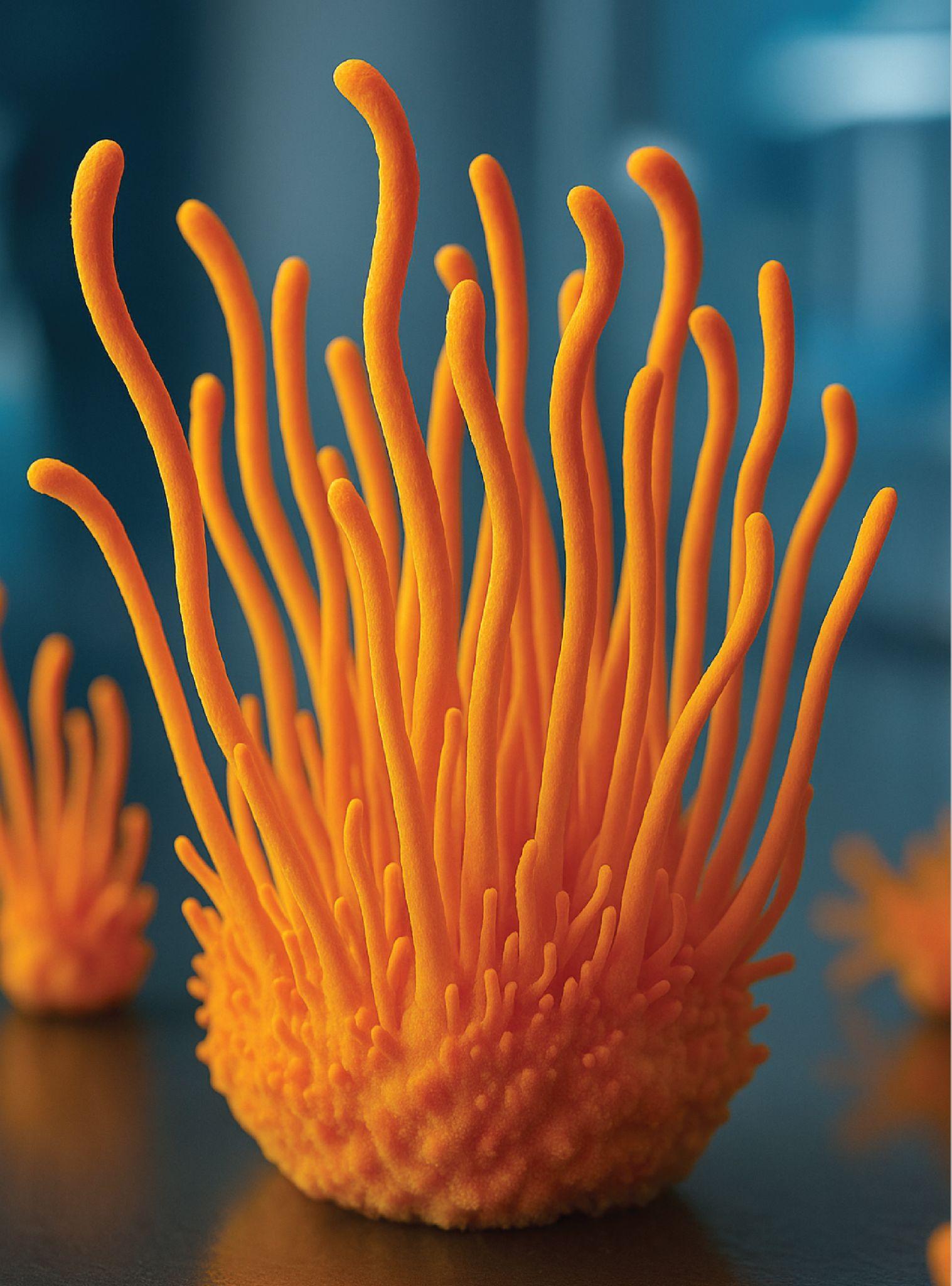 Lab-grown Cordyceps macro - premium quality mushroom structure